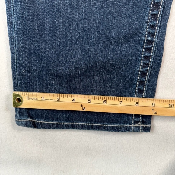 Seven 7 Jeans Womens 24 Blue Bootcut Mid Rise Dark Wash Stretch Distressed - Picture 10 of 12